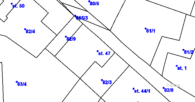 Parcela st. 47 v KÚ Staré Sedlo u Stádlce, Katastrální mapa