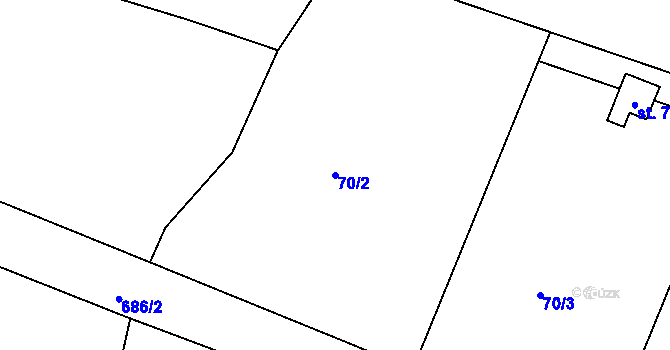 Parcela st. 70/2 v KÚ Staré Sedlo u Stádlce, Katastrální mapa
