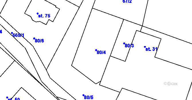 Parcela st. 80/4 v KÚ Staré Sedlo u Stádlce, Katastrální mapa