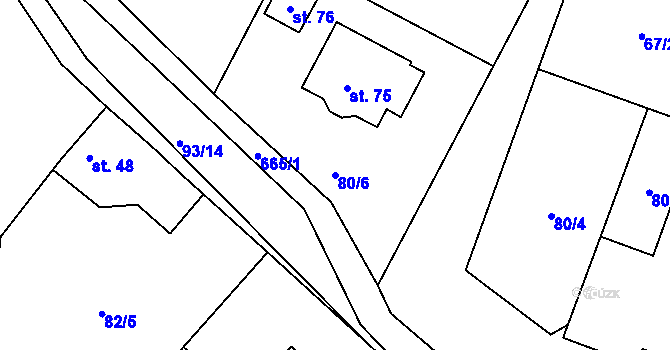 Parcela st. 80/6 v KÚ Staré Sedlo u Stádlce, Katastrální mapa