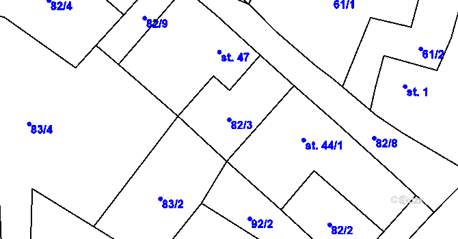 Parcela st. 82/3 v KÚ Staré Sedlo u Stádlce, Katastrální mapa