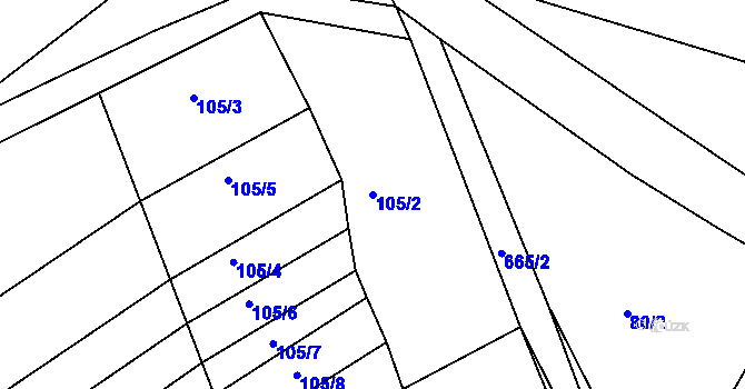 Parcela st. 105/2 v KÚ Staré Sedlo u Stádlce, Katastrální mapa