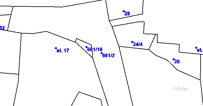 Parcela st. 661/2 v KÚ Staré Sedlo u Stádlce, Katastrální mapa