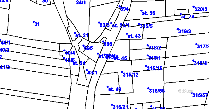 Parcela st. 673/1 v KÚ Staré Sedlo u Stádlce, Katastrální mapa