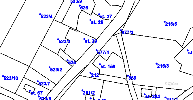 Parcela st. 677/4 v KÚ Staré Sedlo u Stádlce, Katastrální mapa