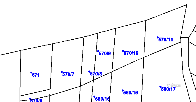 Parcela st. 570/9 v KÚ Staré Sedlo u Stádlce, Katastrální mapa