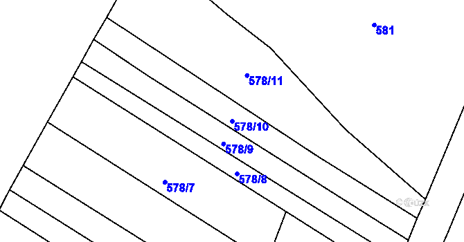 Parcela st. 578/10 v KÚ Staré Sedlo u Stádlce, Katastrální mapa