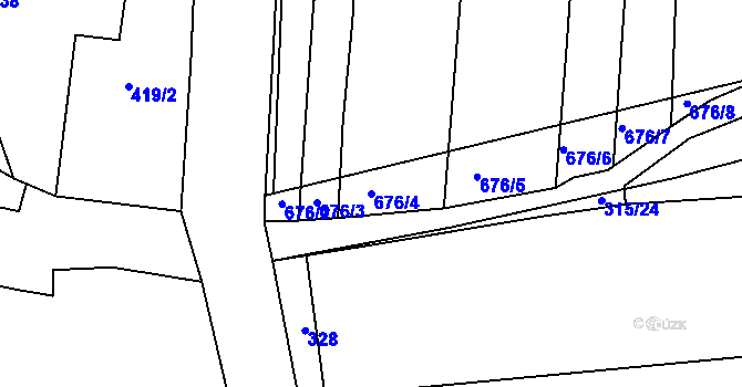 Parcela st. 676/4 v KÚ Staré Sedlo u Stádlce, Katastrální mapa