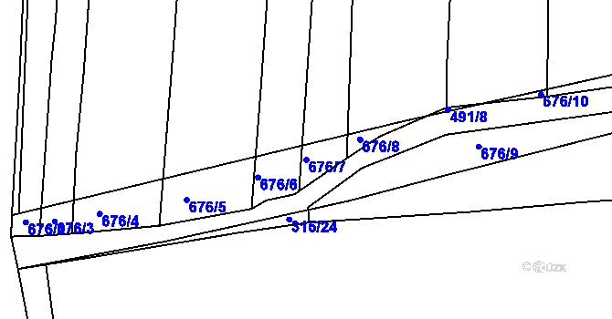 Parcela st. 676/7 v KÚ Staré Sedlo u Stádlce, Katastrální mapa
