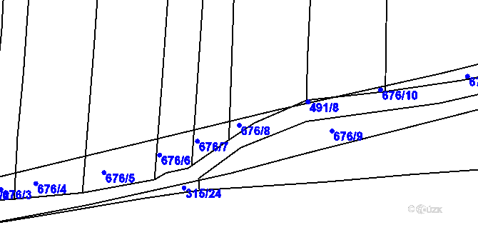 Parcela st. 676/8 v KÚ Staré Sedlo u Stádlce, Katastrální mapa