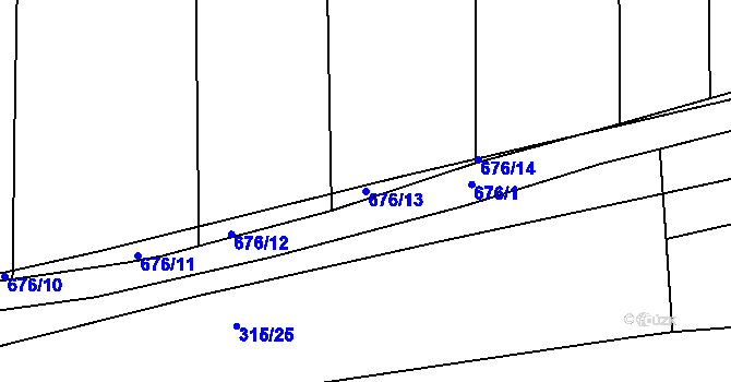 Parcela st. 676/13 v KÚ Staré Sedlo u Stádlce, Katastrální mapa