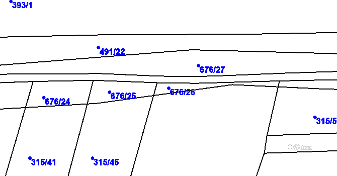 Parcela st. 676/26 v KÚ Staré Sedlo u Stádlce, Katastrální mapa