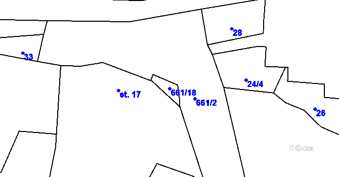 Parcela st. 661/18 v KÚ Staré Sedlo u Stádlce, Katastrální mapa