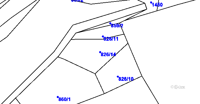 Parcela st. 826/14 v KÚ Stachovice, Katastrální mapa