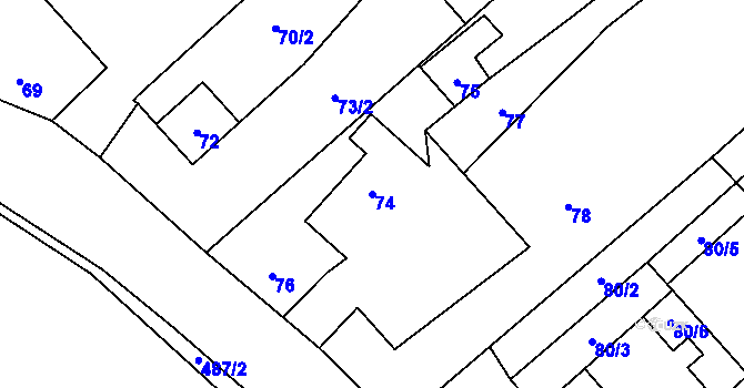 Parcela st. 74 v KÚ Stachovice, Katastrální mapa