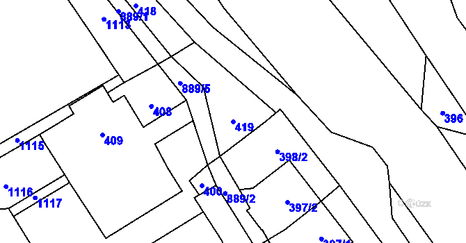 Parcela st. 419 v KÚ Stachovice, Katastrální mapa
