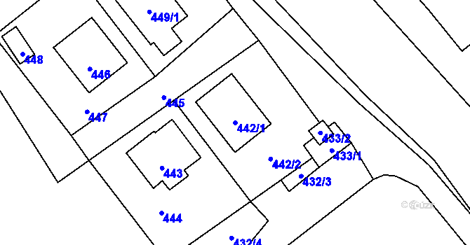 Parcela st. 442/1 v KÚ Stachovice, Katastrální mapa
