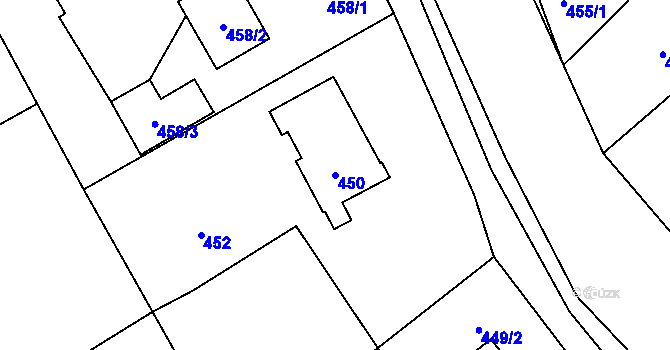 Parcela st. 450 v KÚ Stachovice, Katastrální mapa