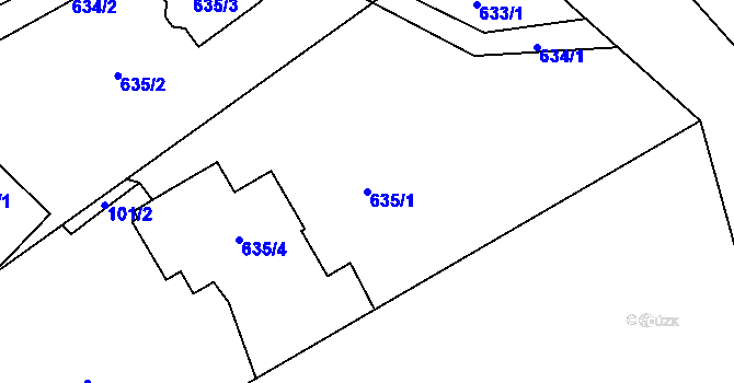 Parcela st. 635/1 v KÚ Stachovice, Katastrální mapa