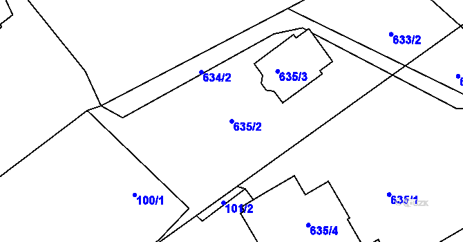 Parcela st. 635/2 v KÚ Stachovice, Katastrální mapa
