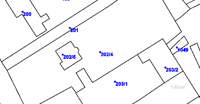 Parcela st. 202/4 v KÚ Stachovice, Katastrální mapa