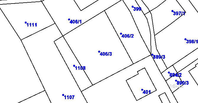 Parcela st. 406/3 v KÚ Stachovice, Katastrální mapa