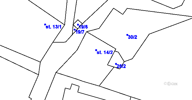 Parcela st. 14/2 v KÚ Nicov, Katastrální mapa