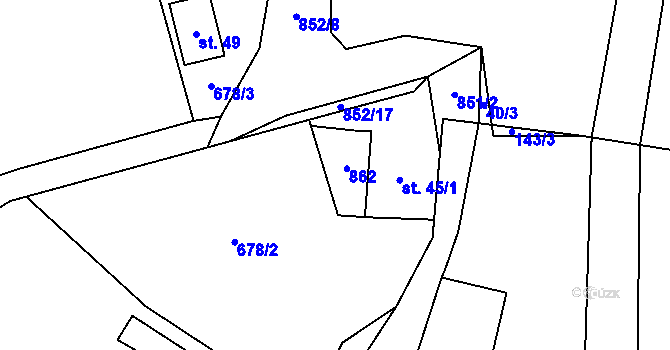 Parcela st. 45/2 v KÚ Řetenice u Stach, Katastrální mapa