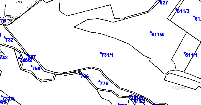 Parcela st. 731/1 v KÚ Řetenice u Stach, Katastrální mapa