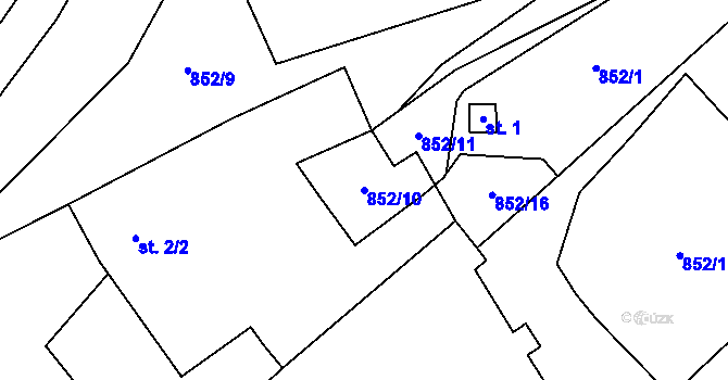 Parcela st. 852/10 v KÚ Řetenice u Stach, Katastrální mapa