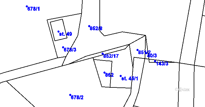 Parcela st. 852/17 v KÚ Řetenice u Stach, Katastrální mapa