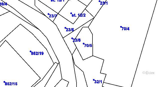 Parcela st. 70/5 v KÚ Řetenice u Stach, Katastrální mapa