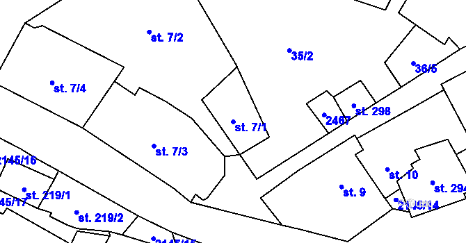 Parcela st. 7/1 v KÚ Stachy, Katastrální mapa