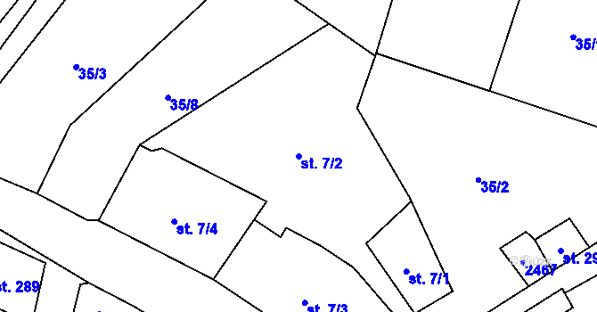 Parcela st. 7/2 v KÚ Stachy, Katastrální mapa