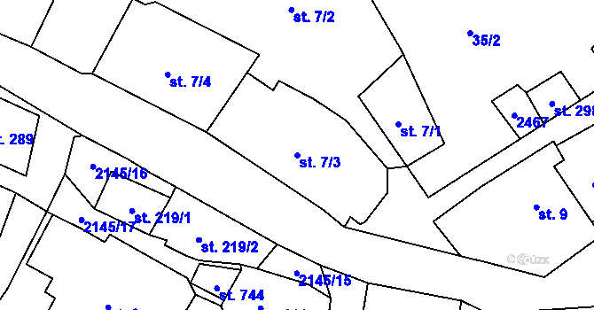 Parcela st. 7/3 v KÚ Stachy, Katastrální mapa