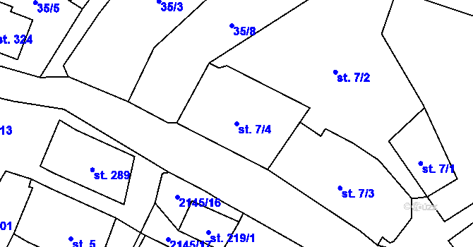 Parcela st. 7/4 v KÚ Stachy, Katastrální mapa