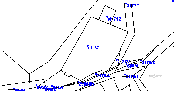 Parcela st. 87 v KÚ Stachy, Katastrální mapa