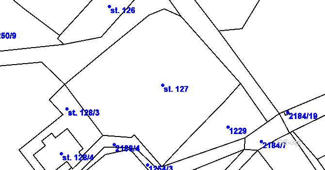 Parcela st. 127 v KÚ Stachy, Katastrální mapa