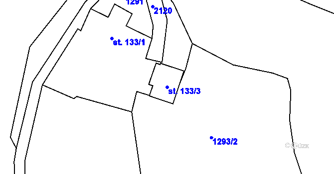 Parcela st. 133/3 v KÚ Stachy, Katastrální mapa
