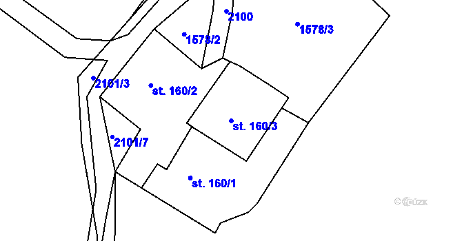 Parcela st. 160/3 v KÚ Stachy, Katastrální mapa