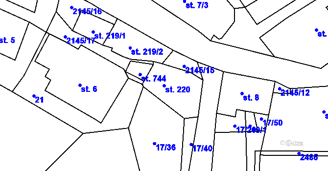 Parcela st. 220 v KÚ Stachy, Katastrální mapa