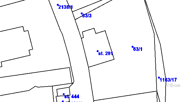 Parcela st. 291 v KÚ Stachy, Katastrální mapa