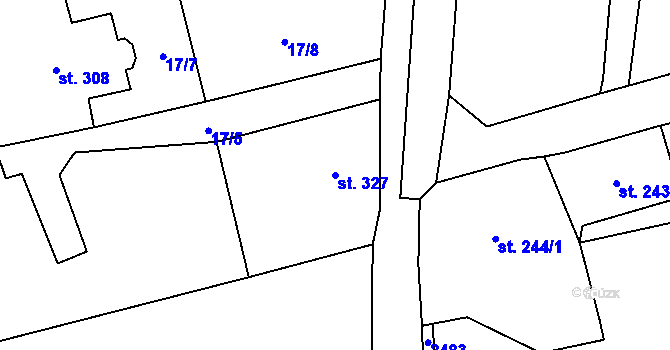 Parcela st. 327 v KÚ Stachy, Katastrální mapa