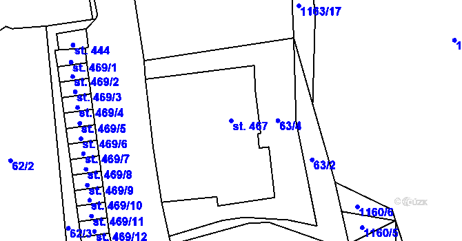 Parcela st. 467 v KÚ Stachy, Katastrální mapa