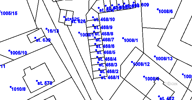 Parcela st. 468/5 v KÚ Stachy, Katastrální mapa