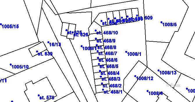 Parcela st. 468/7 v KÚ Stachy, Katastrální mapa