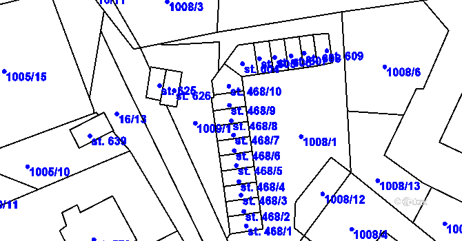 Parcela st. 468/8 v KÚ Stachy, Katastrální mapa