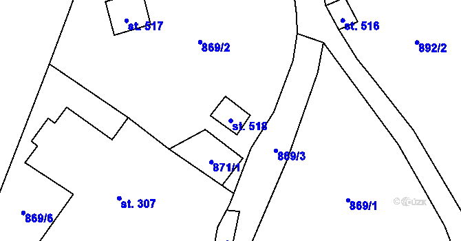 Parcela st. 518 v KÚ Stachy, Katastrální mapa