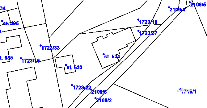 Parcela st. 534 v KÚ Stachy, Katastrální mapa