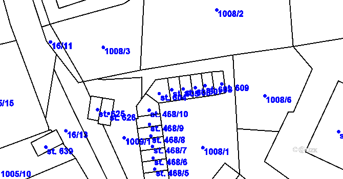 Parcela st. 605 v KÚ Stachy, Katastrální mapa